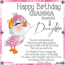 a happy birthday card for a daughter named gianna