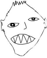 a black and white drawing of a man 's face