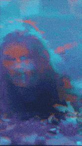 a painting of a person swimming in the ocean