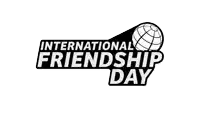 a logo for international friendship day with a globe and a hand