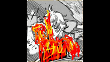 a black and white drawing of a person with flames coming out of their nose
