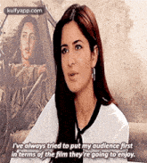 a woman is talking and says i 've always tried to put my audience first