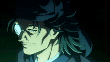 a drawing of a man with glasses and a black hat