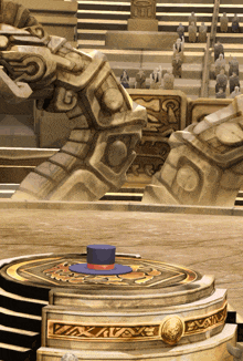 a blue top hat sits on top of a circular plaque that says tax revenue