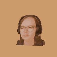 a statue of a woman wearing headphones
