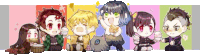 a group of anime characters are sitting next to each other .