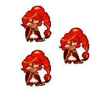 a pixel art of a girl with red hair