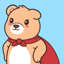 a brown teddy bear wearing a red cape