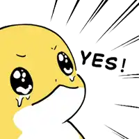 a cartoon drawing of a duck saying " yes "