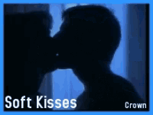 a picture of a person with the words soft kisses on it