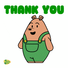 a cartoon of a bear saying thank you