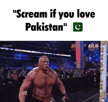 a wrestling ring with the words " scream if you love pakistan " on it