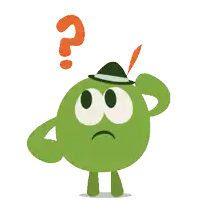 a green cartoon character is scratching his head with a hat on