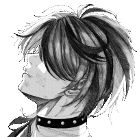 a black and white drawing of a girl with long hair