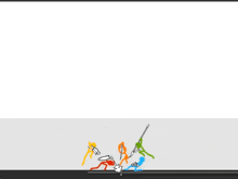 a cartoon of stick figures with an arrow pointing to the bottom right