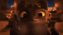 toothless from how to train your dragon looks at the camera and smiles