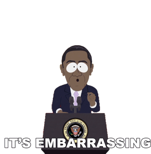 Its Embarrassing Barack Obama Sticker - Its Embarrassing Barack Obama South Park Stickers