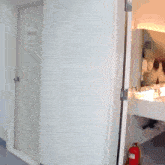 a bathroom with a door that says b901