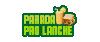 a logo for parada pro lanche with a sandwich and a smoothie