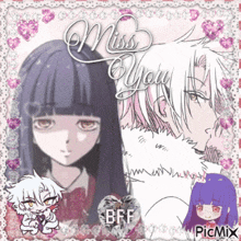 a picture of a girl and a boy with the words " miss you " on it