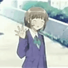 School Girl Anime GIF - School Girl Anime Wave GIFs