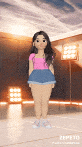 a cartoon character with the name zepeto on the bottom of the screen