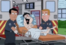 a cartoon of a man in an ambulance