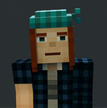 a minecraft character with red hair and a plaid shirt
