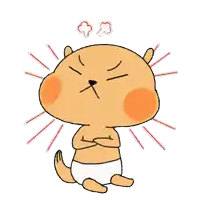 a cartoon of a squirrel in a diaper with his arms crossed and steam coming out of his head