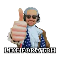 a man giving a thumbs up with the words likeforatbh