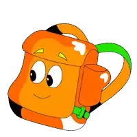 a cartoon drawing of a backpack with a surprised expression on its face