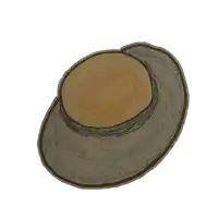 a drawing of a hat with a yellow circle in the middle