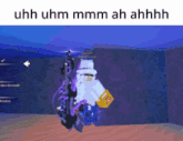 uhh uhm mmmm ah ahhhh is written above a person in a video game