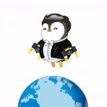 space internet earth rocket penguin