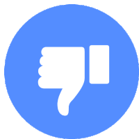 a blue circle with a white thumbs down icon