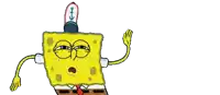 a cartoon of spongebob squarepants wearing a hat with an anchor on it