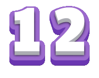 the number 12 is displayed in purple and white letters