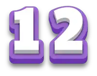 the number 12 is displayed in purple and white letters