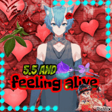 a picture of a anime character with the words 5.5 and feeling alive
