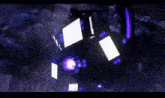 a purple and white robot with a white screen on top
