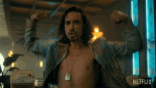 Flexing Muscles Klaus Hargreeves GIF - Flexing Muscles Klaus Hargreeves Robert Sheehan GIFs