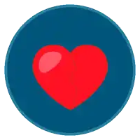 a blue circle with a broken heart in the center