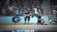 a hockey game is going on and the score is 5-5