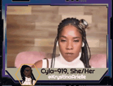 a cartoon of a woman with the name cyla-919