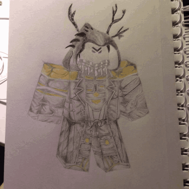 a black and white drawing of a roblox character