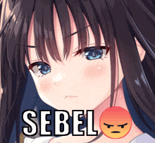 a close up of a girl with a red smiley face and the word  sebel