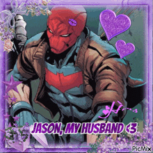 a picture of jason my husband with hearts and flowers