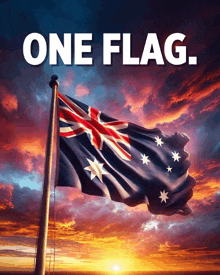 a picture of an australian flag with the words one flag below it