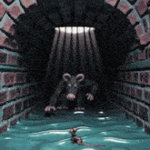 a cartoon drawing of a mouse and a mouse in a tunnel