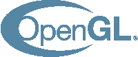 a blue and white logo for opengl